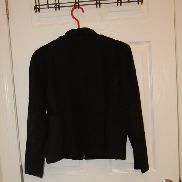 Talbots Women's Black Zipper Jacket W/ Quilted Sides & Elbow Patches Size M P - Picture 6 of 11